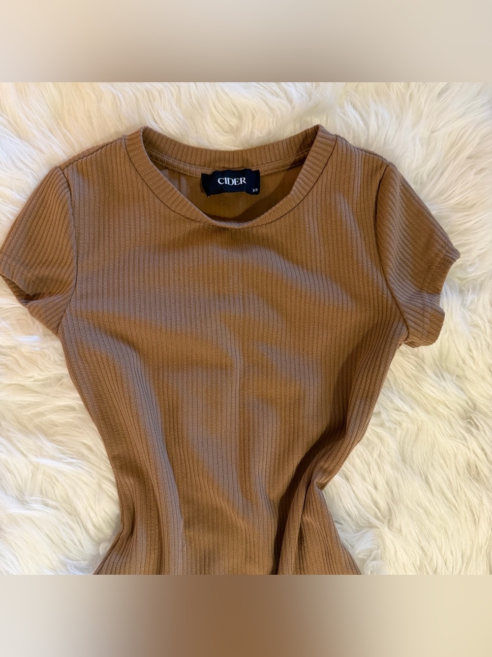 CIDER Khaki Ribbed Bodycon Midi Dress With Thigh-High Slit XS - Picture 4 of 13